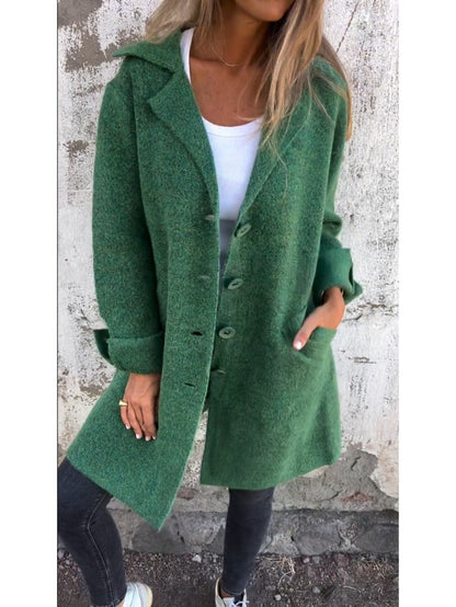 Classic lapel button-front everyday coat for women | Tessa -7