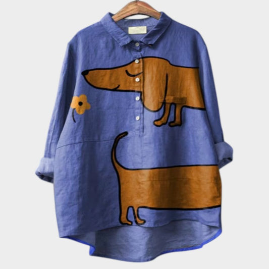 Artistic printed button-up blouse for women | Audrey -1