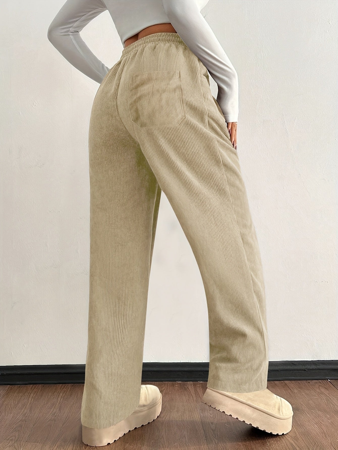 Wide Leg Drawstring Trousers Versatile for Women | Elodie