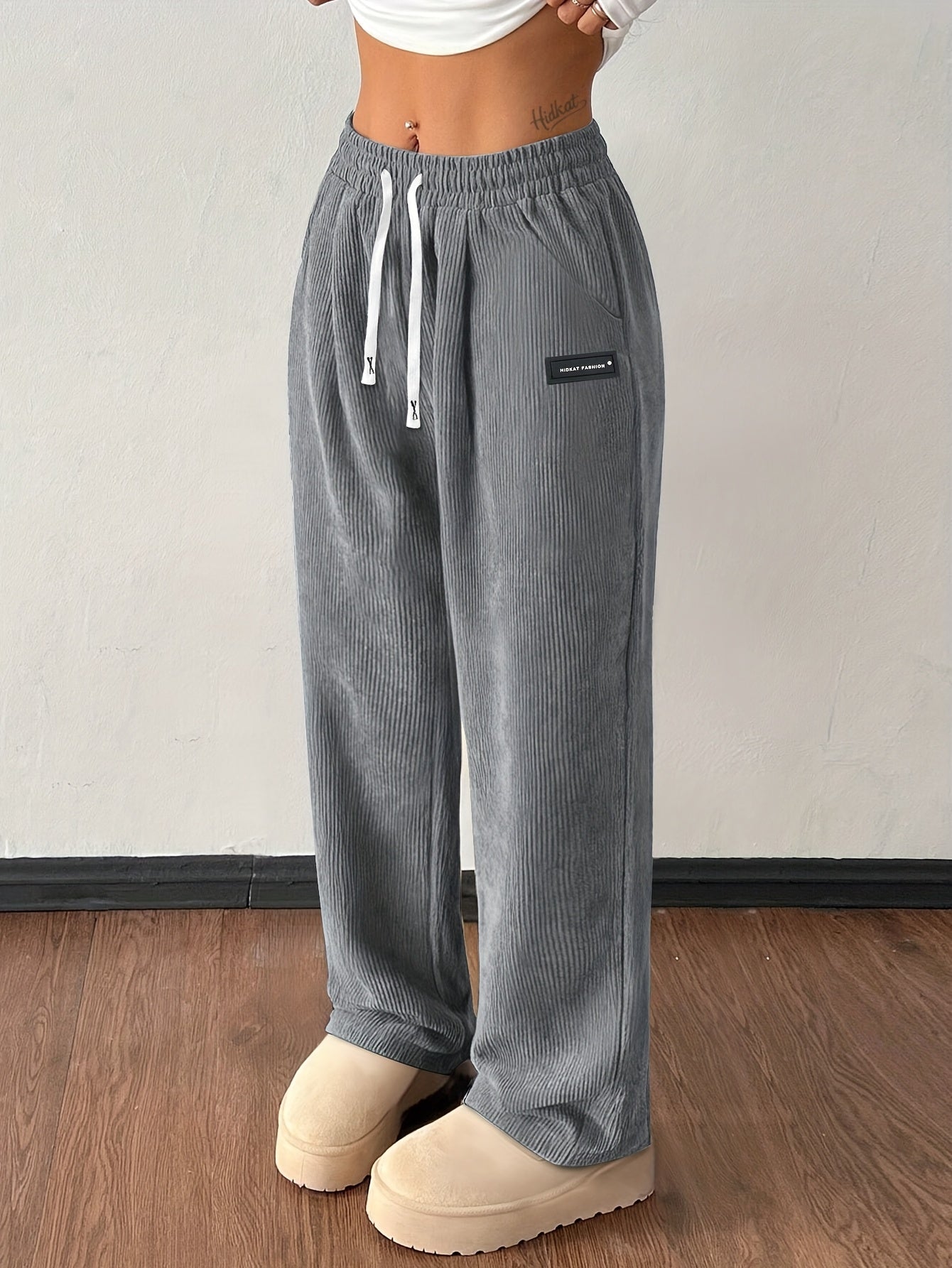 Wide Leg Drawstring Trousers Versatile for Women | Elodie