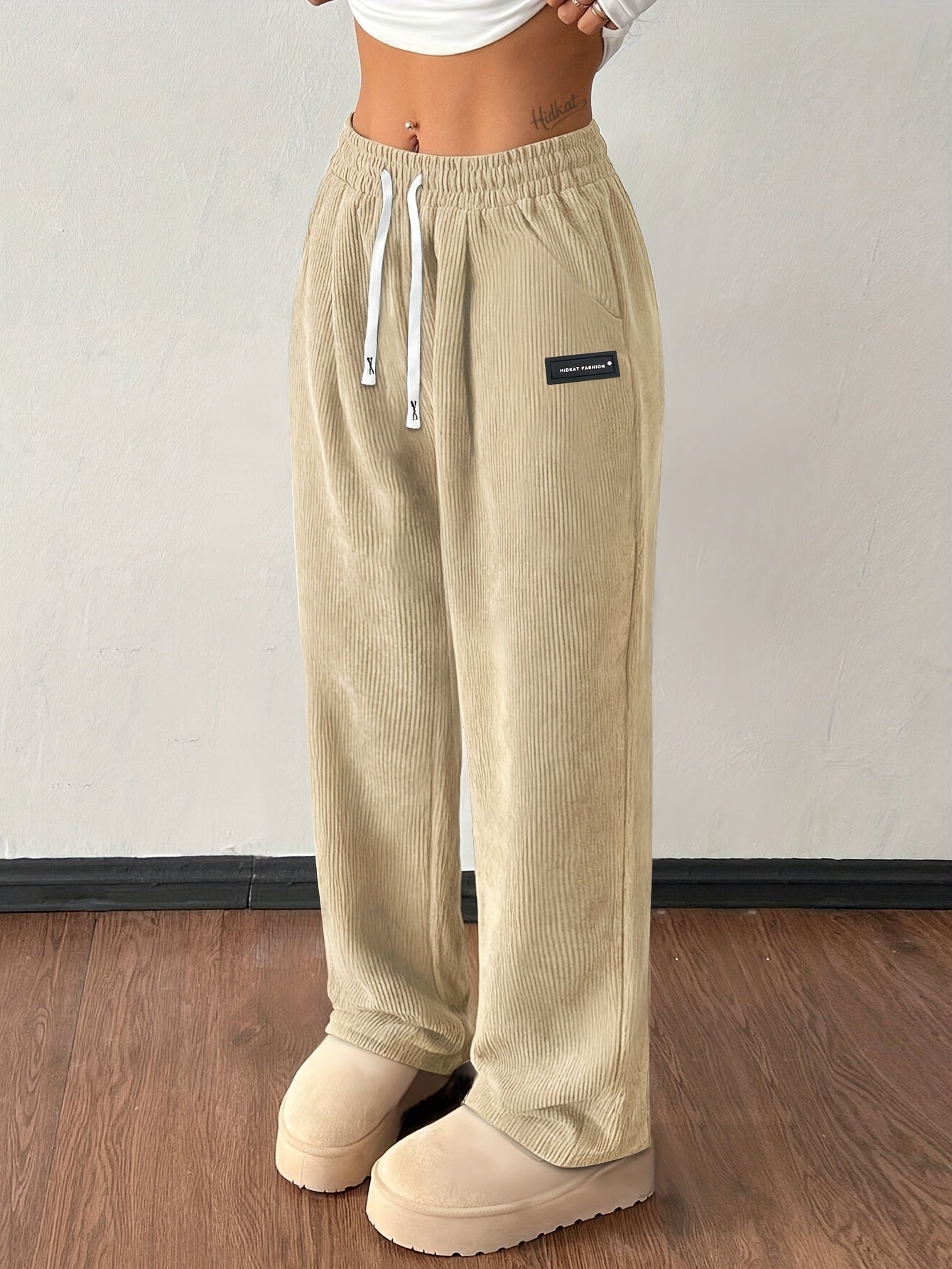 Wide Leg Drawstring Trousers Versatile for Women | Elodie