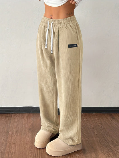 Wide Leg Drawstring Trousers Versatile for Women | Elodie
