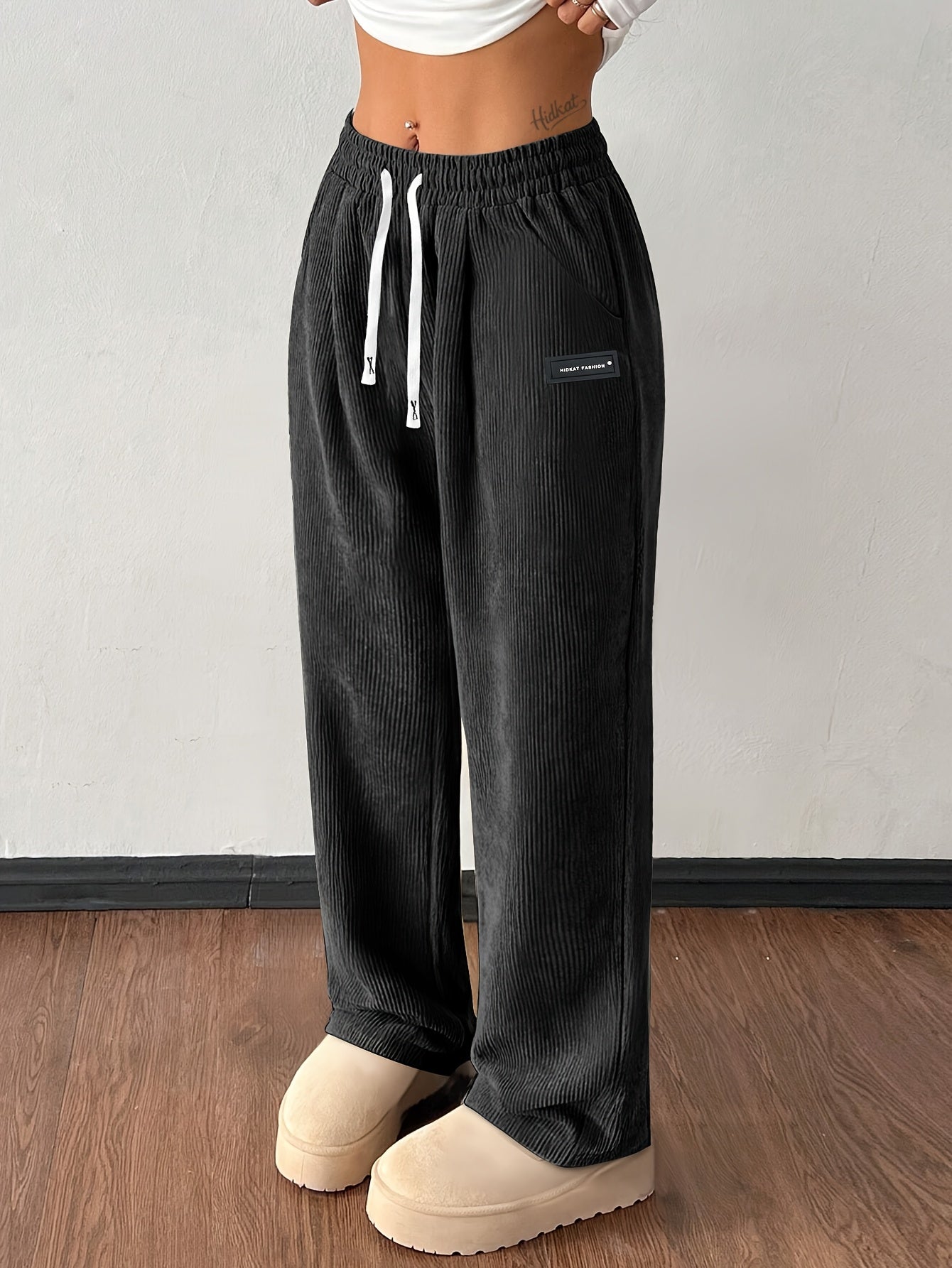 Wide Leg Drawstring Trousers Versatile for Women | Elodie