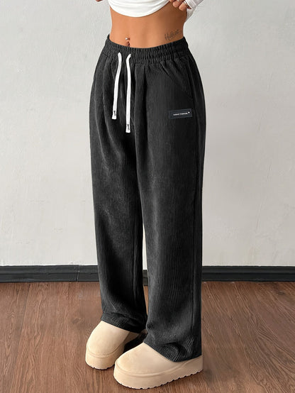 Wide Leg Drawstring Trousers Versatile for Women | Elodie