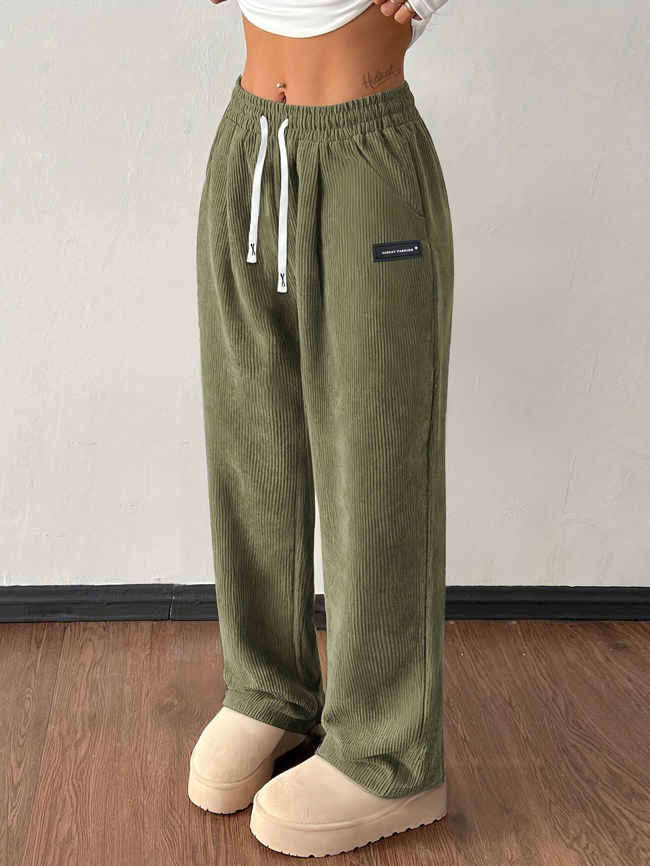 Wide Leg Drawstring Trousers Versatile for Women | Elodie