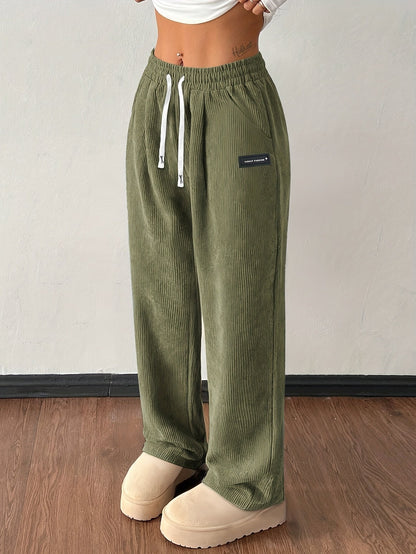 Wide Leg Drawstring Trousers Versatile for Women | Elodie