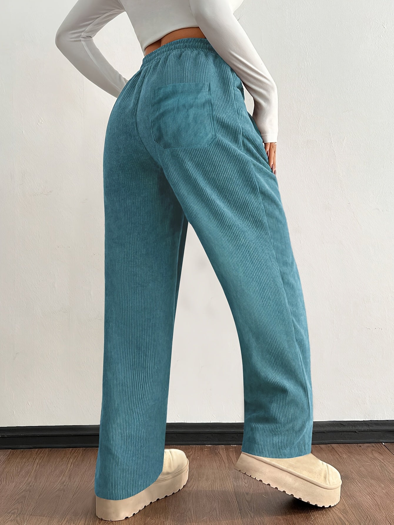 Wide Leg Drawstring Trousers Versatile for Women | Elodie
