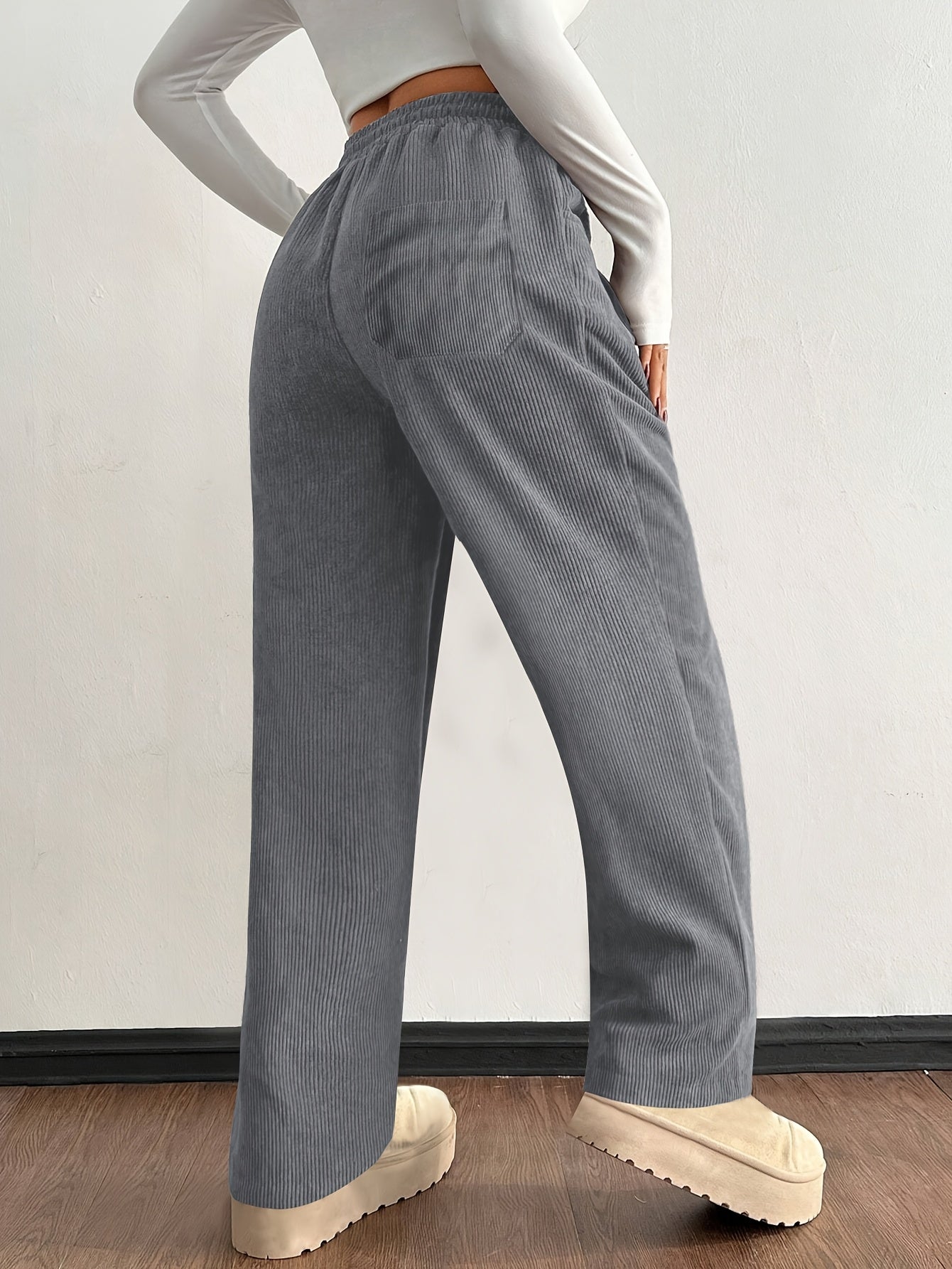 Wide Leg Drawstring Trousers Versatile for Women | Elodie