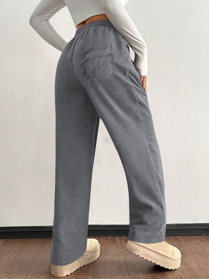 Wide Leg Drawstring Trousers Versatile for Women | Elodie