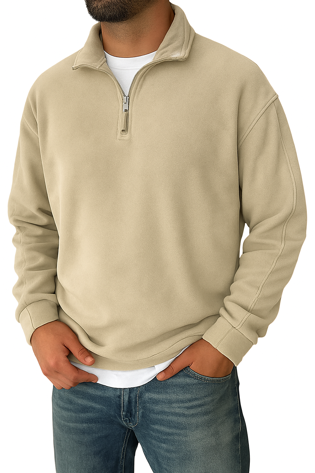 Retro half-zip stand collar everyday sweatshirt for men | Cooma V2 -7