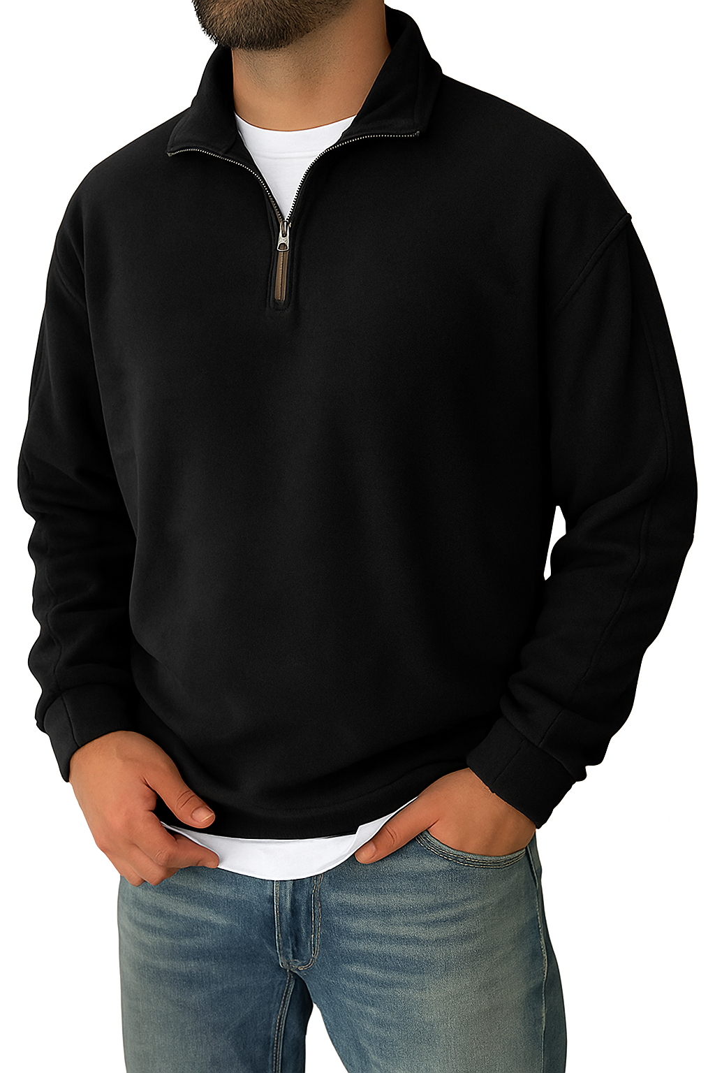 Retro half-zip stand collar everyday sweatshirt for men | Cooma V2 -13