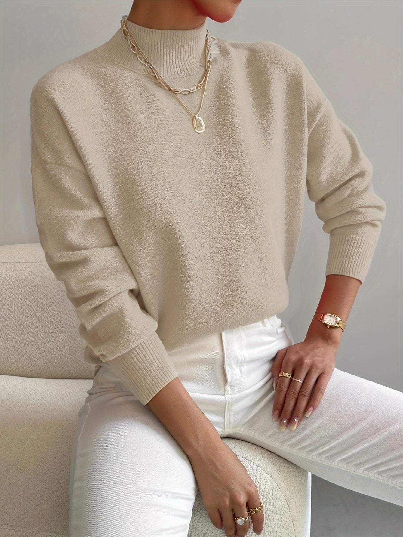 Classic Roll Neck Sweater Cozy For Women | Elaine