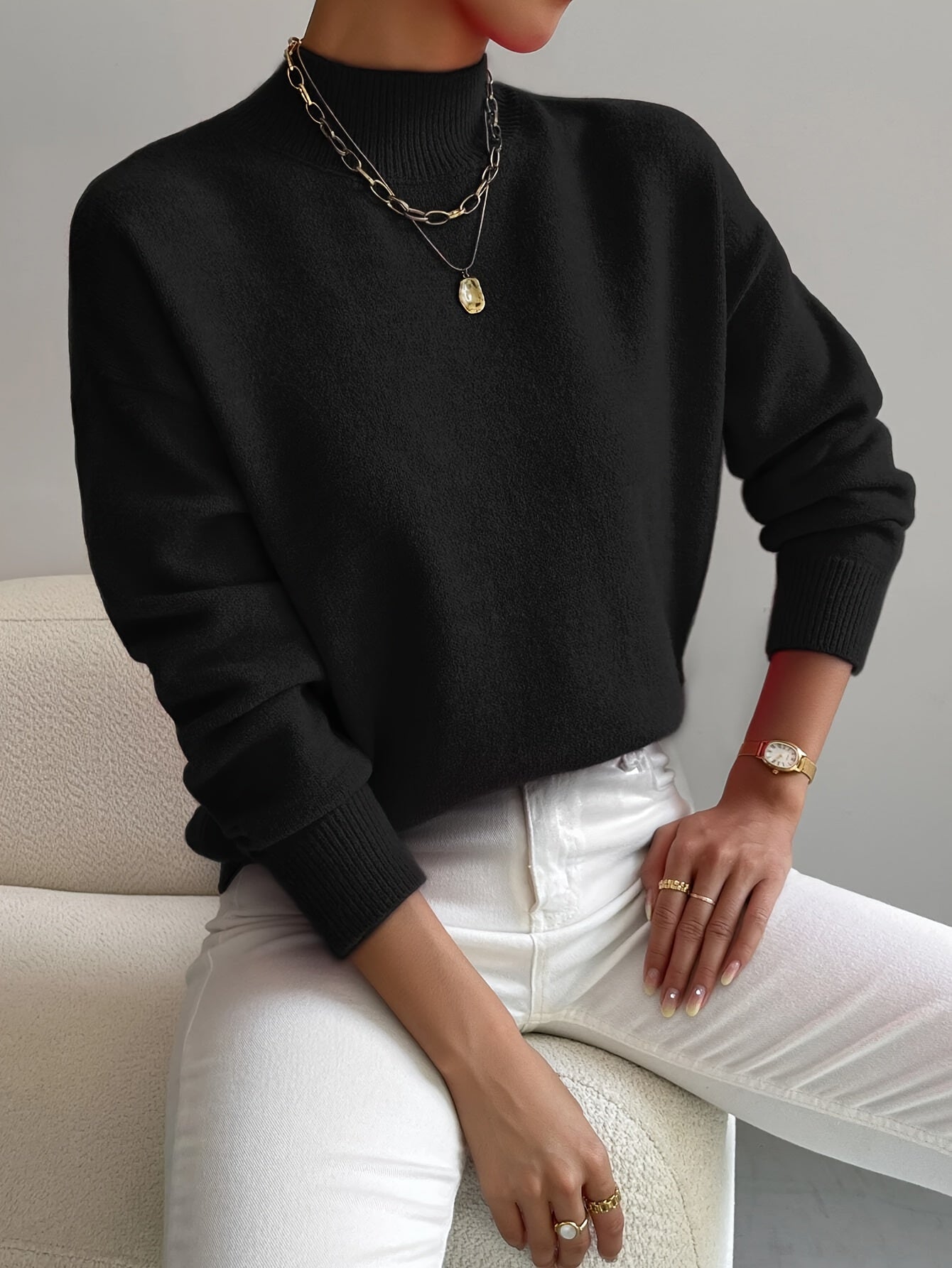 Classic Roll Neck Sweater Cozy For Women | Elaine
