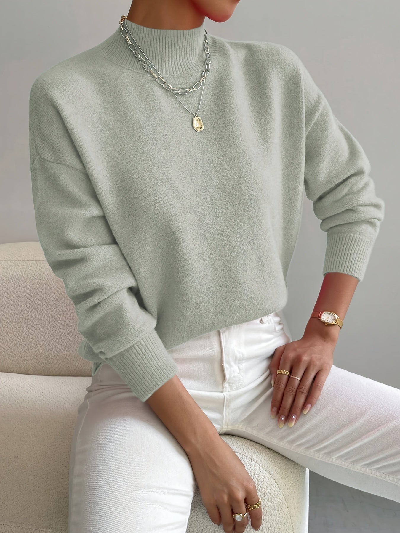 Classic Roll Neck Sweater Cozy For Women | Elaine