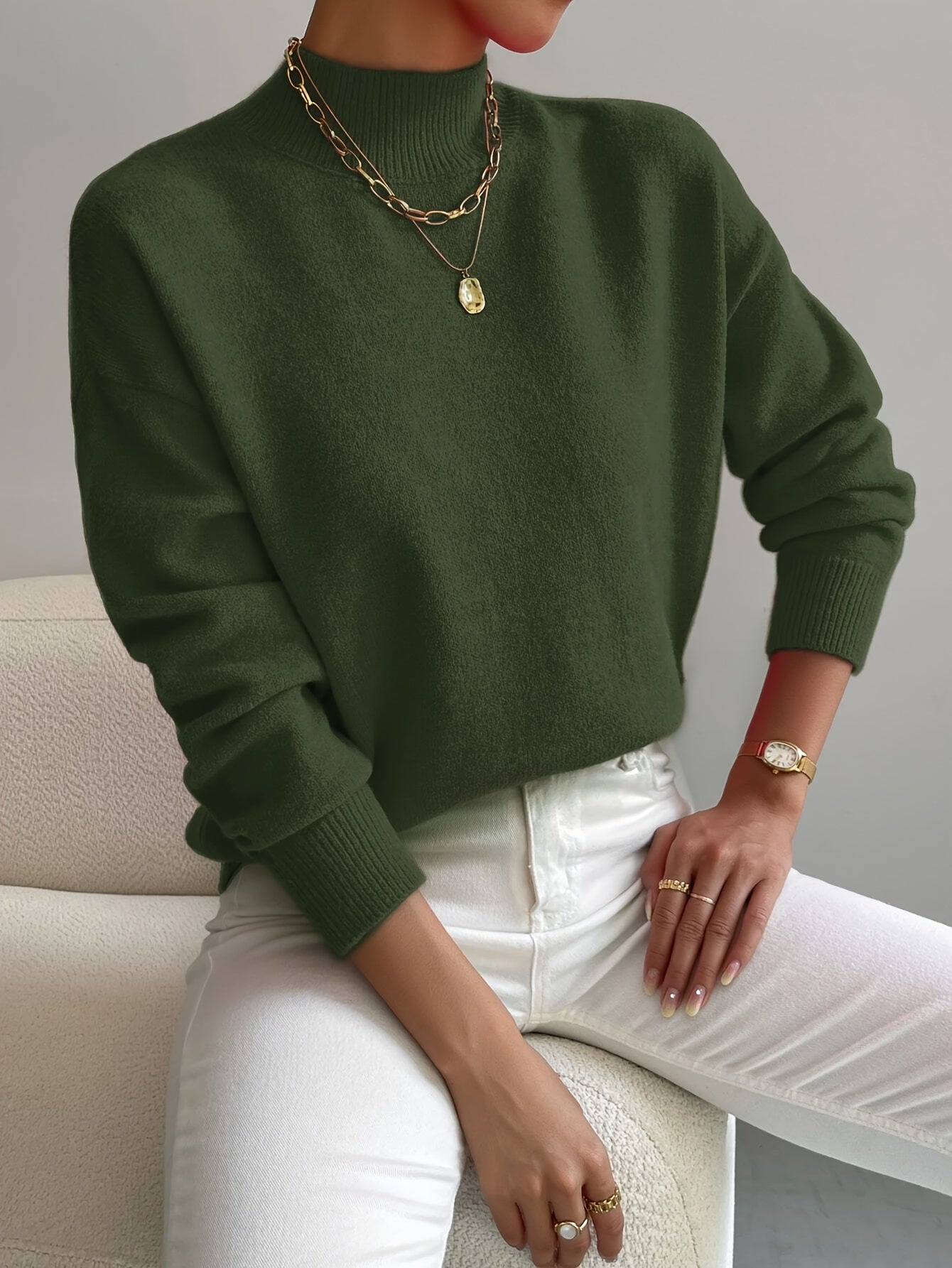 Classic Roll Neck Sweater Cozy For Women | Elaine