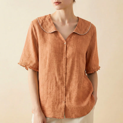 Breathable linen relaxed blouse for women | Clara - 3