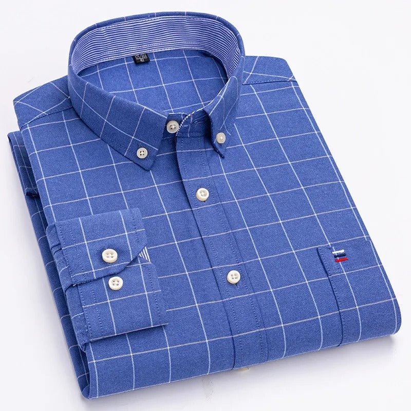Classic relaxed plaid shirt for men -19