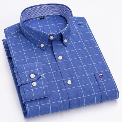 Classic relaxed plaid shirt for men -19