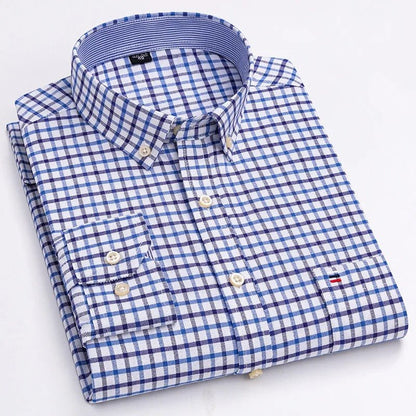Classic relaxed plaid shirt for men -17