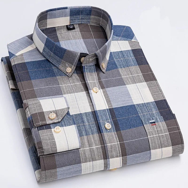 Classic relaxed plaid shirt for men -26