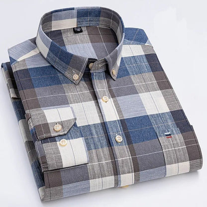 Classic relaxed plaid shirt for men -26