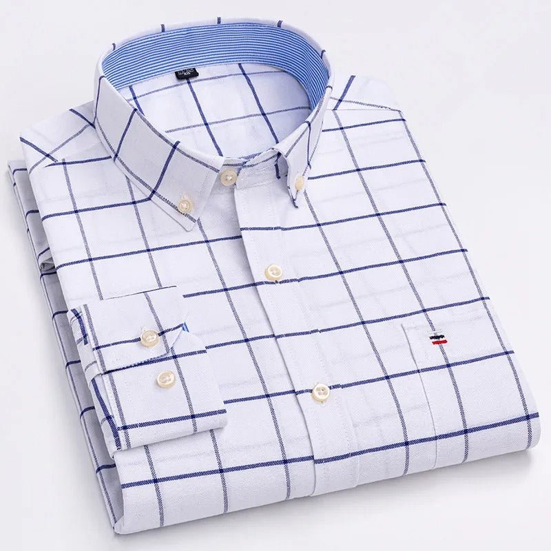 Classic relaxed plaid shirt for men -16