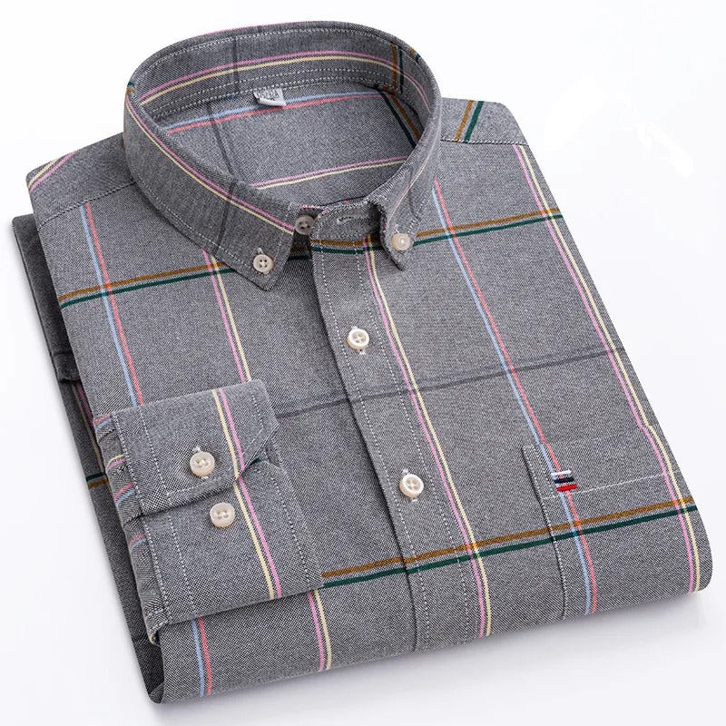 Classic relaxed plaid shirt for men -13