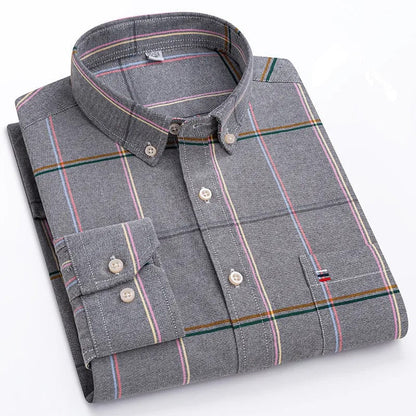 Classic relaxed plaid shirt for men -13