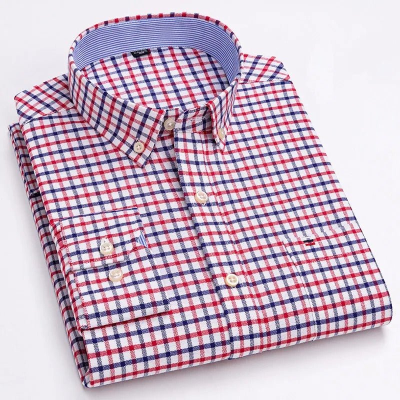 Classic relaxed plaid shirt for men -12