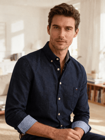 Classic relaxed plaid shirt for men -9