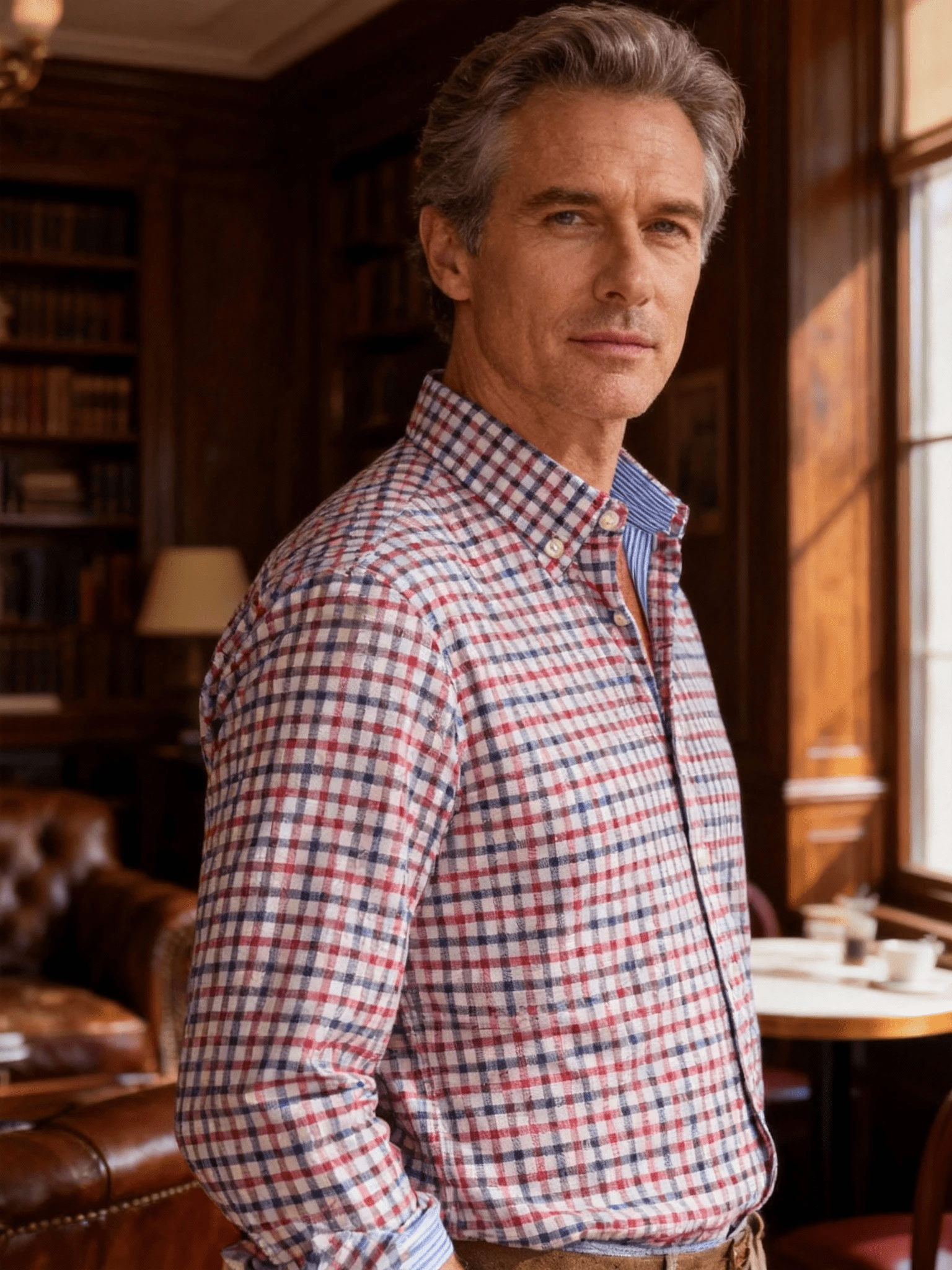 Classic relaxed plaid shirt for men -11