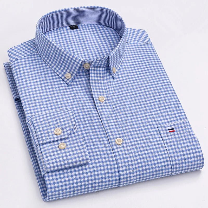 Classic relaxed plaid shirt for men -23