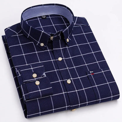 Classic relaxed plaid shirt for men -14