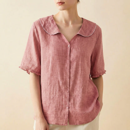 Breathable linen relaxed blouse for women | Clara - 4