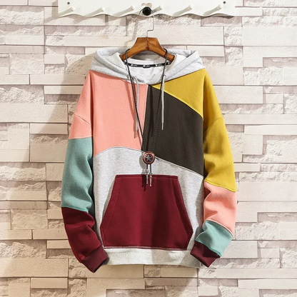 Colour Block Patchwork Hoodie Trendy for Men | Maverick