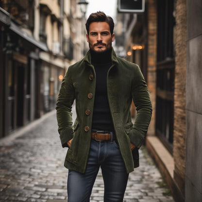 Smart corduroy slim-fit coat for men | Emerson - 3