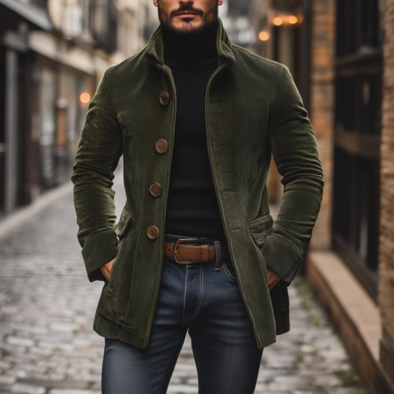 Smart corduroy slim-fit coat for men | Emerson - 2