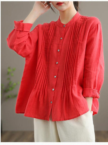 Breathable linen relaxed blouse for women - 2