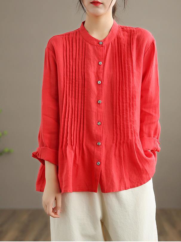 Breathable linen relaxed blouse for women - 9