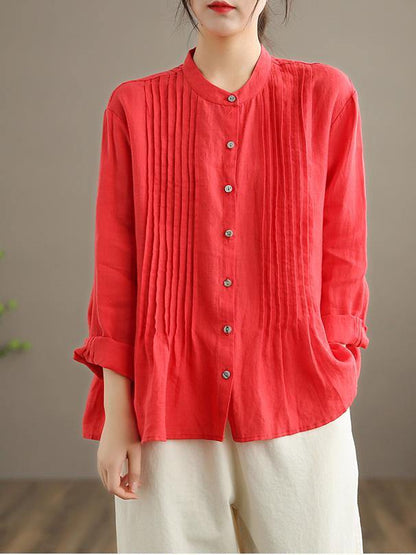 Breathable linen relaxed blouse for women - 9