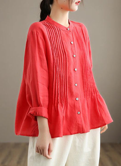 Breathable linen relaxed blouse for women - 8