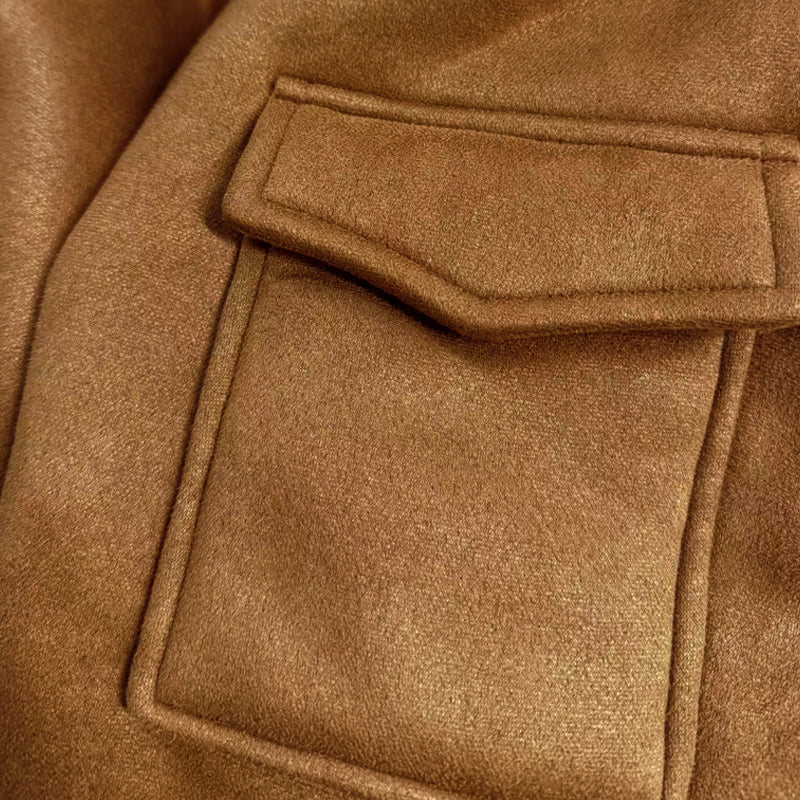 Vintage warm lapel multi-pocket thick winter coat for men -8