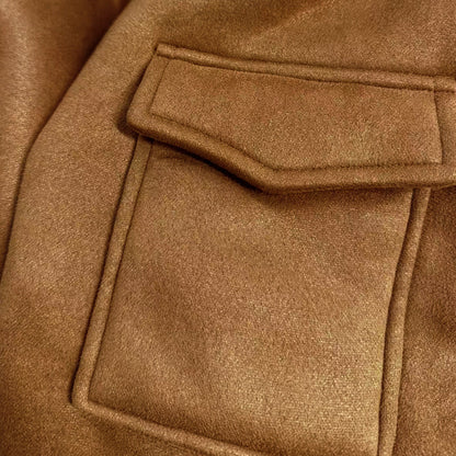 Vintage warm lapel multi-pocket thick winter coat for men -8