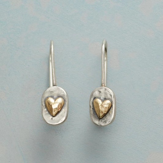 Retro silver and gold heart earrings for women -1