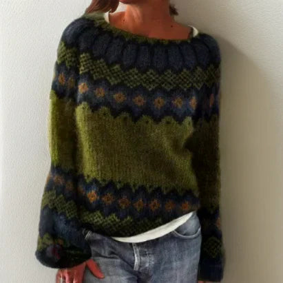 Elegant everyday geometric pattern jumper for women | Silvia -1