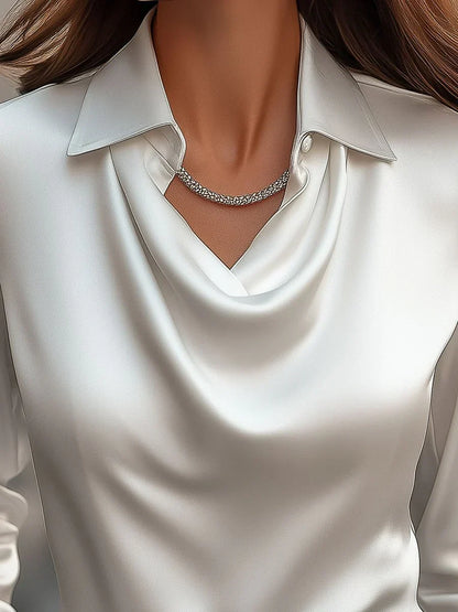 Elegant satin draped neckline blouse for women | Vanaya -1