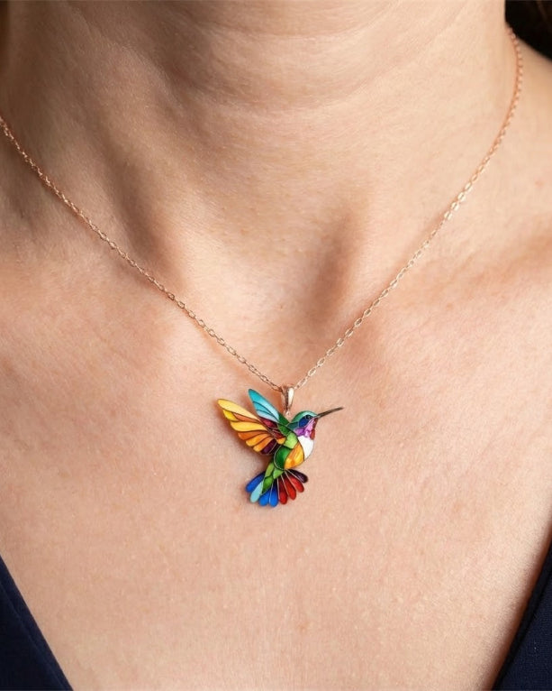 Elegant everyday hummingbird necklace and earrings set for women | Maria -2