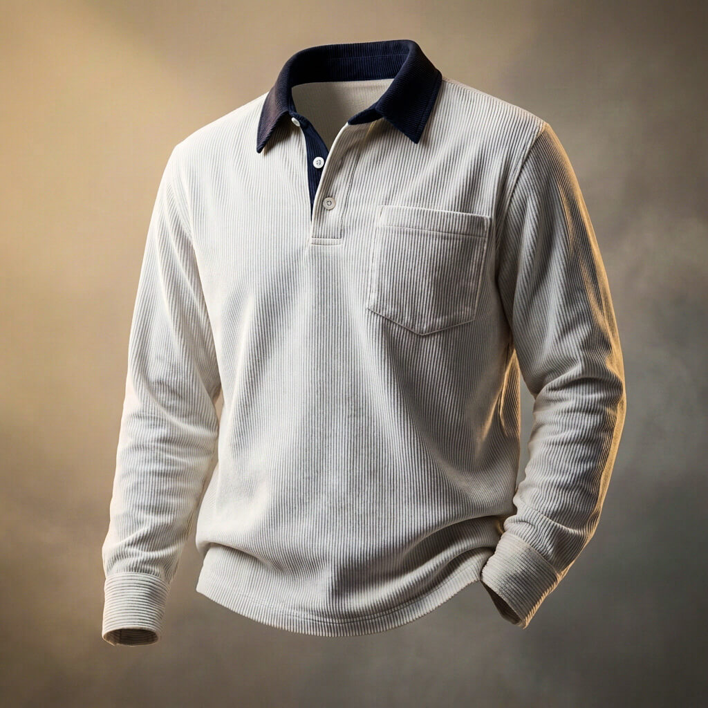 Smart corduroy long-sleeve polo for men | Scott - 5