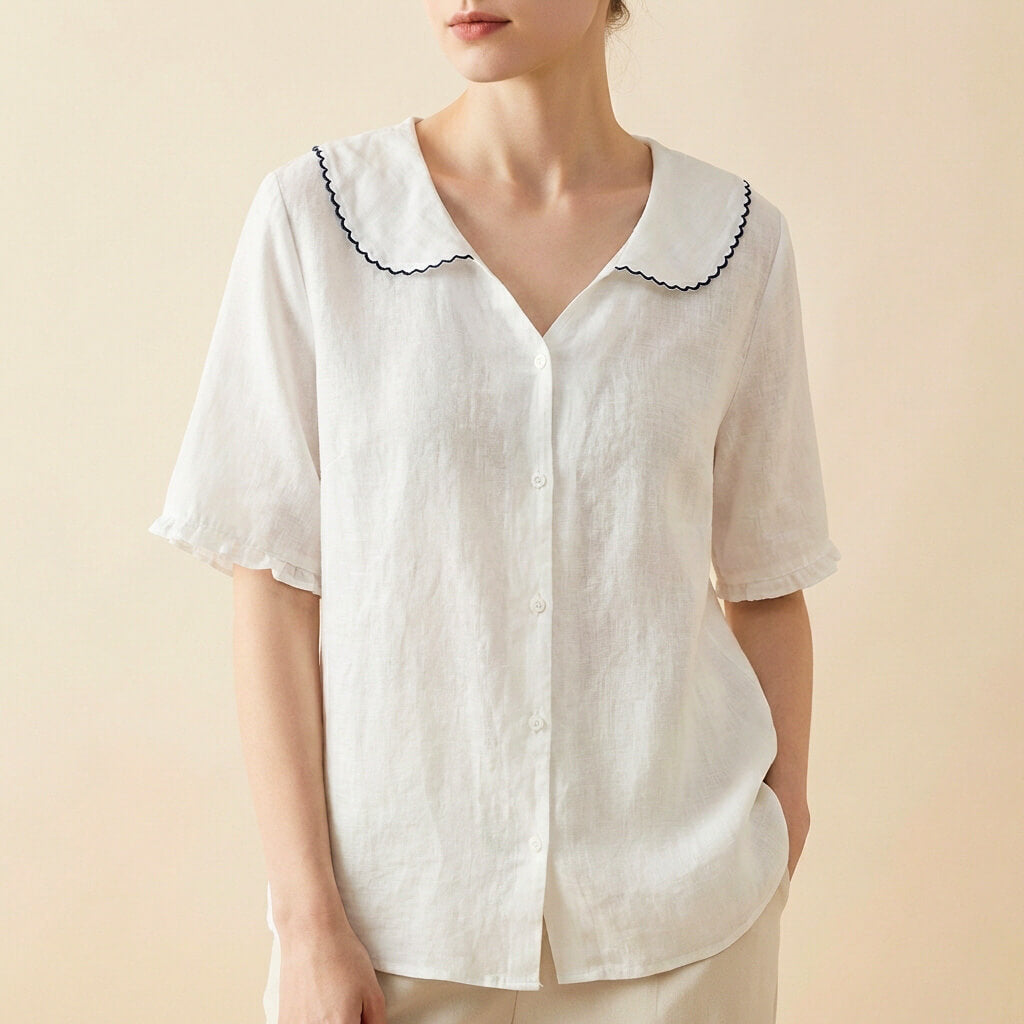 Breathable linen relaxed blouse for women | Clara - 5