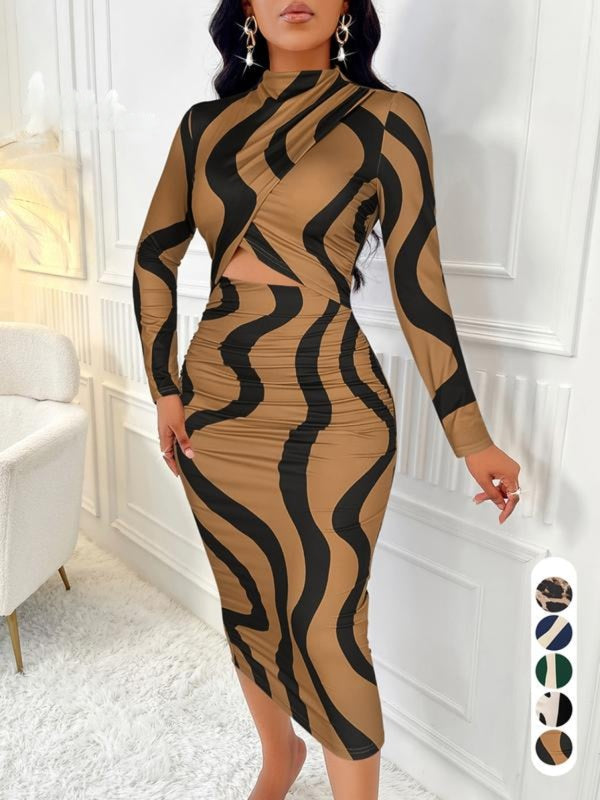 Colorblock Print Cut Out Bodycon Dress Chic For Women | Zephyra